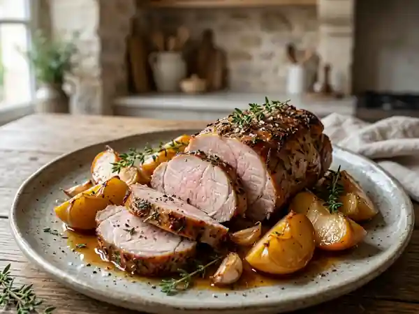 Rôti de porc aux pommes fondantes : recette savoureuse et facile - Photo de présentation