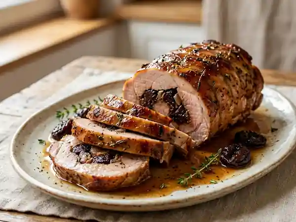 Rôti de porc farci aux pruneaux : recette gourmande et facile - Photo de présentation