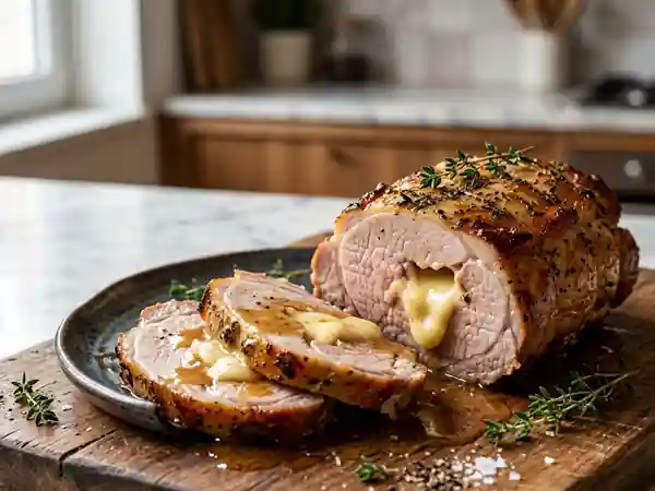 Rôti de porc fondant à l'emmental coulant - Photo de présentation