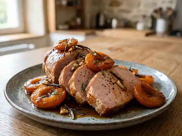 Rôti de porc fondant aux abricots caramélisés - Photo de présentation