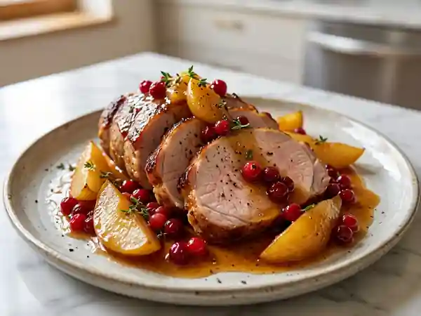 Rôti de porc fondant aux poires et airelles - Photo de présentation