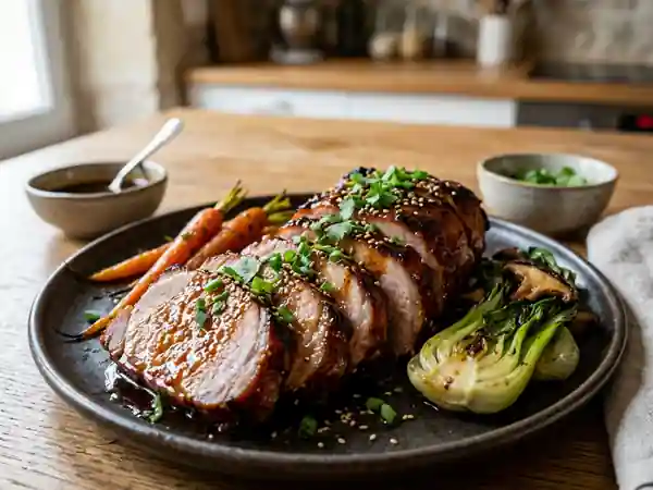 Rôti de porc laqué au miel et cinq épices - Photo de présentation