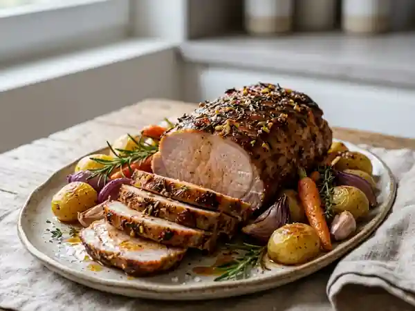 Rôti de porc juteux ail et romarin - Photo de présentation