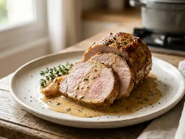 Rôti de porc moelleux au lait : recette facile et savoureuse - Photo de présentation