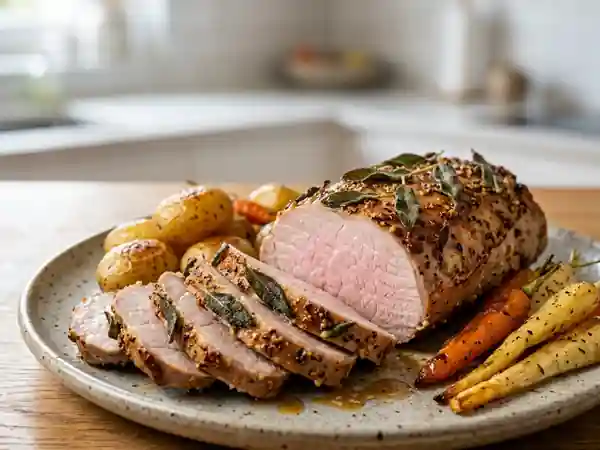 Rôti de porc moutardé à la sauge : recette savoureuse et facile - Photo de présentation