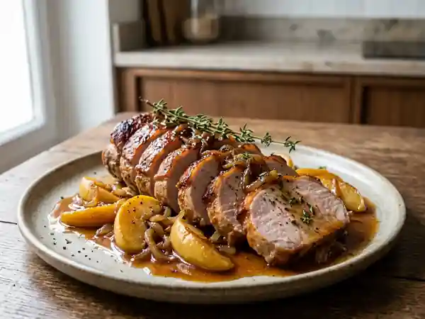 Rôti de porc fondant aux pommes et cidre brut - Photo de présentation