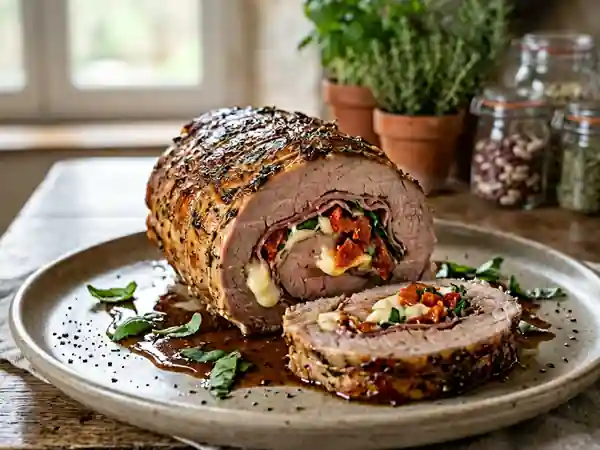 Rôti de veau fondant mozzarella et basilic - Photo de présentation