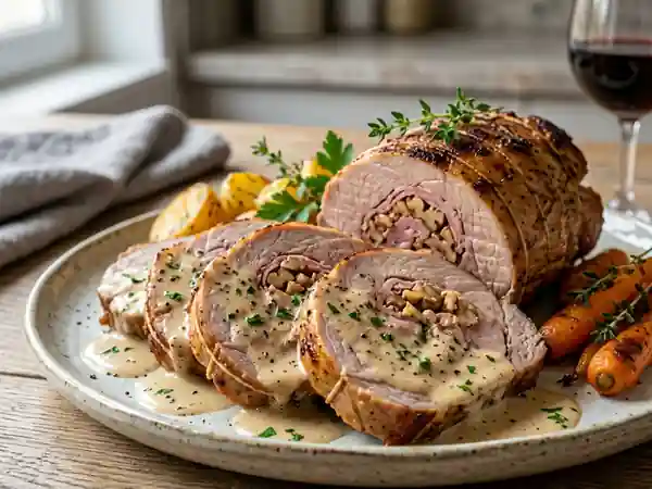 Veau fondant farci au jambon et éclats de noix - Photo de présentation