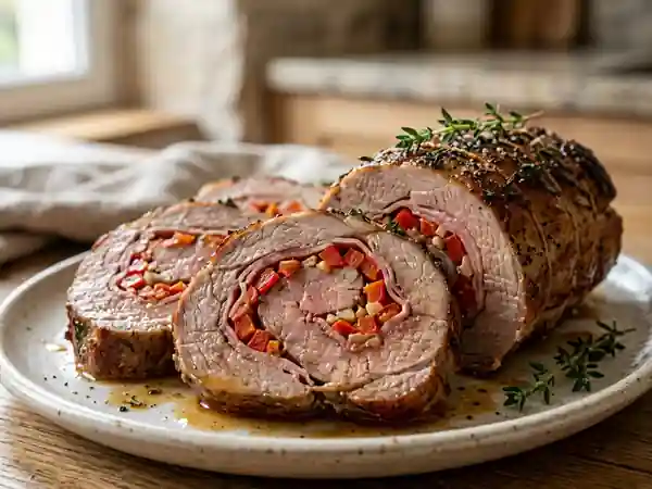 Veau farci au jambon et poivrons confits - Photo de présentation