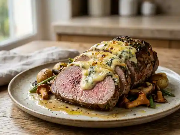 Rôti de veau fondant au bleu crémeux - Photo de présentation