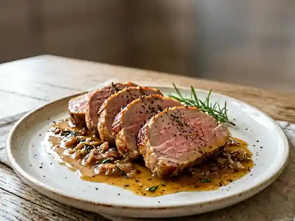 Rôti de veau fondant au vin blanc et romarin - Photo de présentation