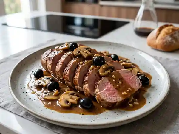 Rôti de veau fondant aux olives et champignons - Photo de présentation