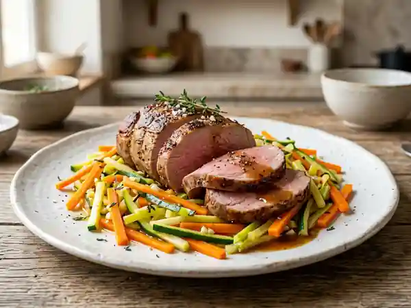 Rôti de veau fondant et sa julienne croquante - Photo de présentation