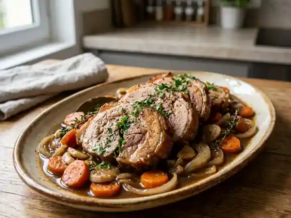 Rouelle de porc à l'ancienne mijotée aux légumes - Photo de présentation
