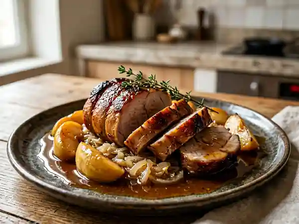 Rouelle de porc confite au cidre et pommes - Photo de présentation
