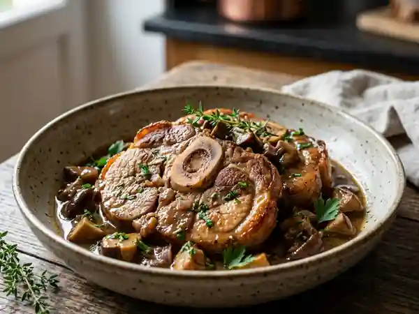 Rouelle de porc confite aux cèpes boisés - Photo de présentation