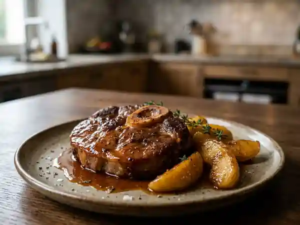 Rouelle de porc confite au cidre et pommes - Photo de présentation