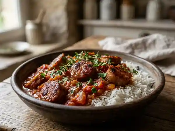 Rougail Saucisses de Toulouse Épicé et Fondant - Photo de présentation