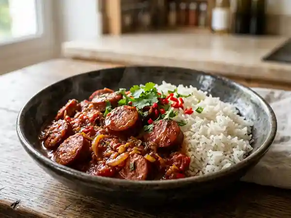 Rougail saucisses fumant et épicé - Photo de présentation