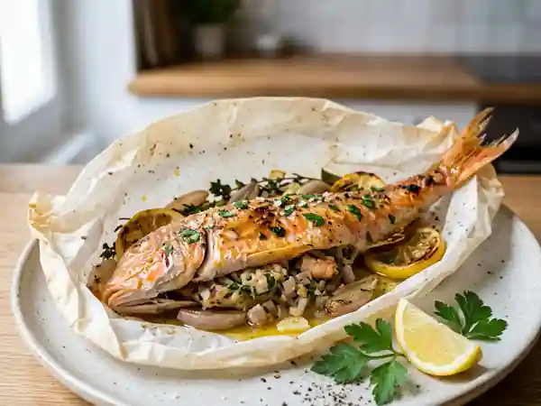Rougets farcis fondants en papillote - Photo de présentation