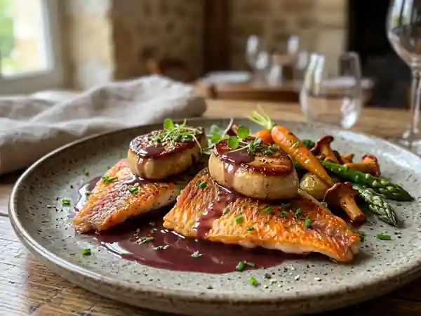 Rougets rôtis et foie gras fondant - Photo de présentation