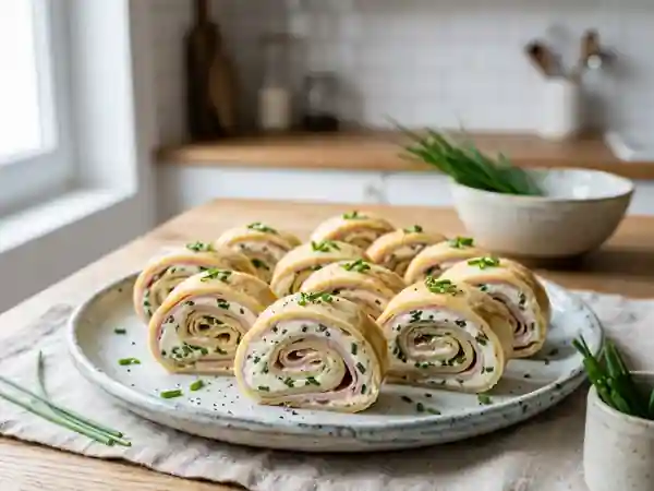 Roulade de crêpe gourmande au Carré Frais et fines herbes - Photo de présentation