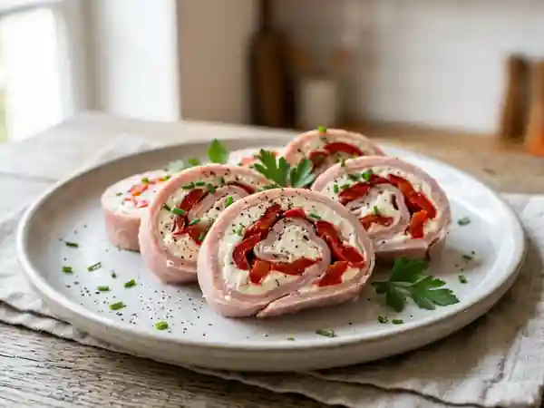Roulade de jambon au poivron et carré frais : recette facile et gourmande - Photo de présentation