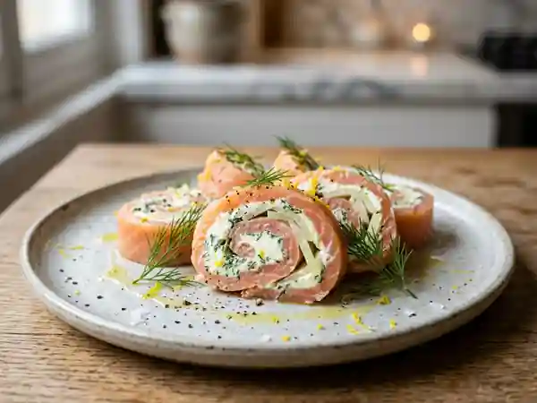 Roulade de saumon frais au fenouil croquant et mascarpone onctueux - Photo de présentation