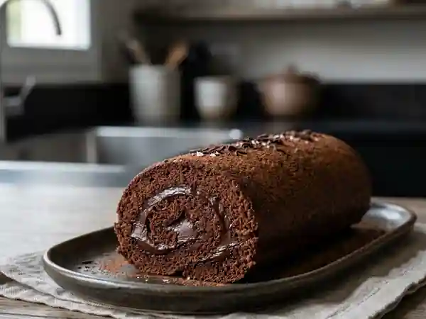 Roulé intense au chocolat et ganache fondante - Photo de présentation
