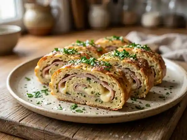 Roulé campagnard moelleux au jambon et fromage - Photo de présentation