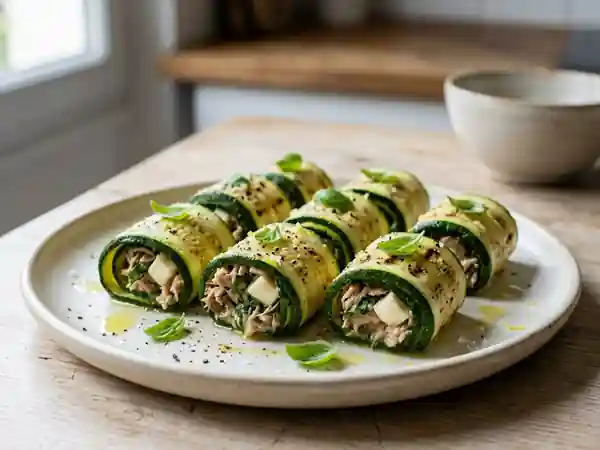 Roulés de courgette fondants au thon et basilic - Photo de présentation