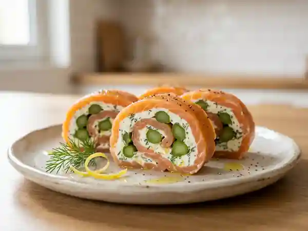Roulé de saumon fondant aux asperges croquantes - Photo de présentation