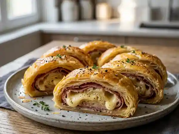 Feuilleté doré jambon cru et fromage fondant - Photo de présentation