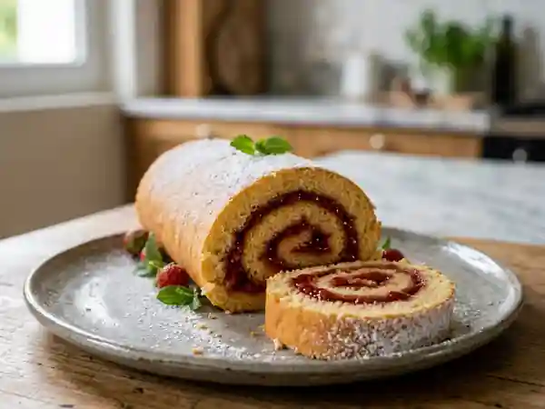 Biscuit roulé moelleux à la fraise - Photo de présentation