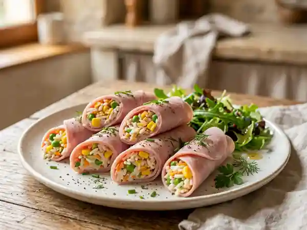 Roulés de jambon au riz frais et croquant - Photo de présentation