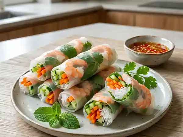 Rouleaux de printemps frais et croquants : recette facile et saine - Photo de présentation