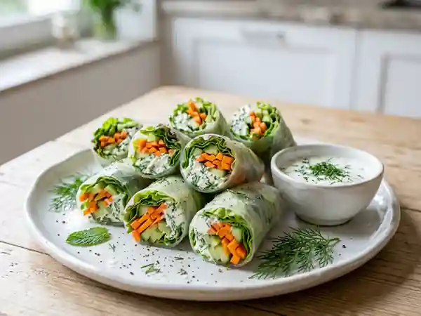 Rouleaux Fraîcheur au Carré Frais et Aneth : Recette Facile et Légère - Photo de présentation