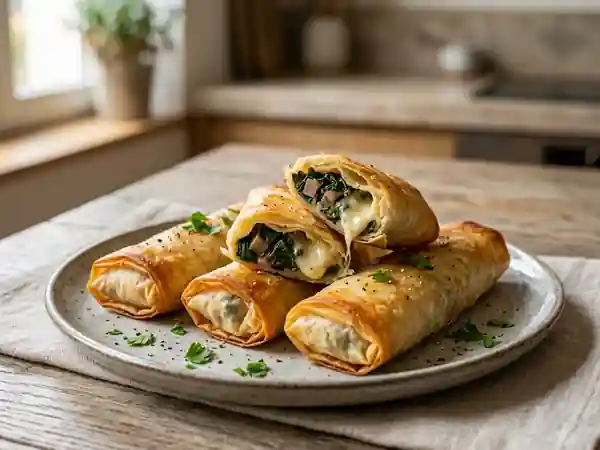 Bricks croustillantes blettes et mozzarella fondante - Photo de présentation