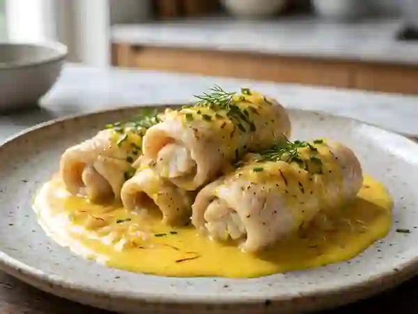Roulés de sole fondants à la crème de safran - Photo de présentation