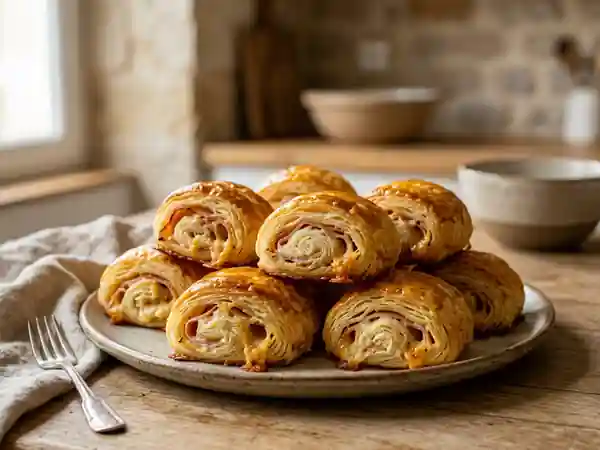 Roulés feuilletés au jambon croustillants et gourmands - Photo de présentation