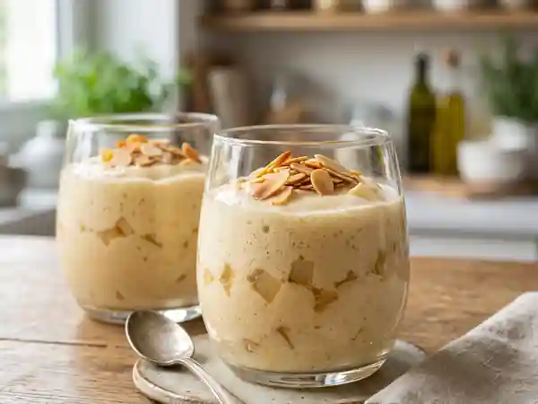 Sabayon onctueux à la poire et aux amandes grillées - Photo de présentation