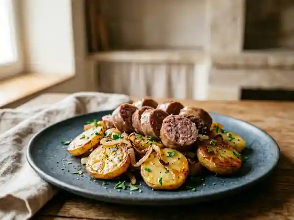 Sabodet braisé et pommes lyonnaises dorées - Photo de présentation