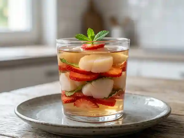 Saint-Jacques et fraises en gelée fraîche - Photo de présentation