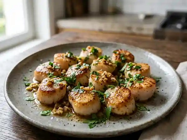 Saint-Jacques sautées à l'ail : recette facile et savoureuse - Photo de présentation