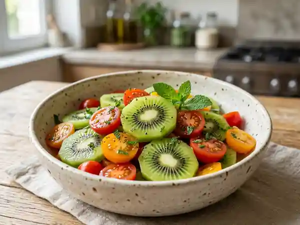 Salade acidulée kiwi, tomate et menthe - Photo de présentation