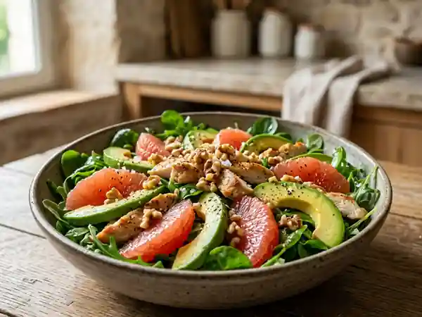 Salade croquante au poulet et pamplemousse acidulé - Photo de présentation