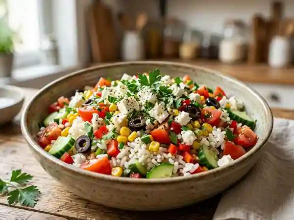Salade composée au riz fraîche et gourmande - Photo de présentation