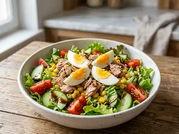 Salade fraîcheur thon, œuf et maïs croquant - Photo de présentation