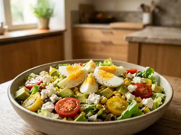 Salade croquante avocat, feta et œuf fondant - Photo de présentation