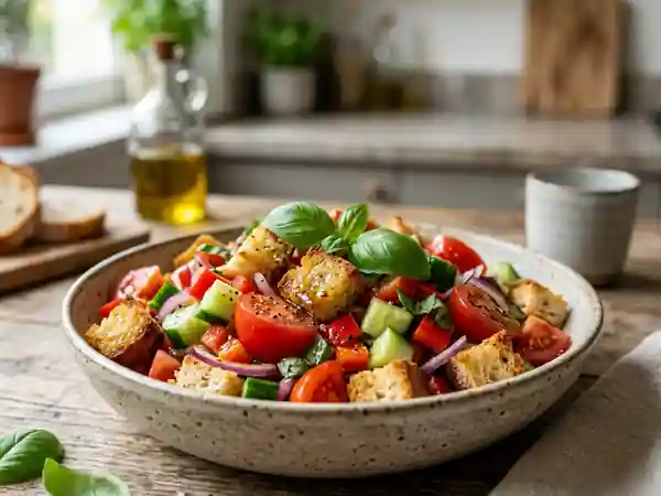 Salade croquante au pain grillé et légumes frais - Photo de présentation